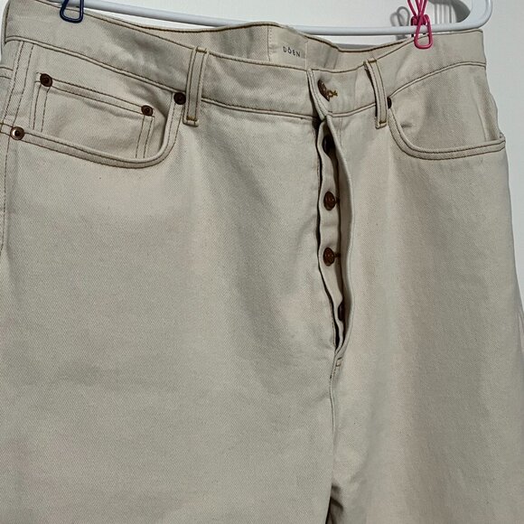 Doen high rise straight leg button fly jeans cream off white size 34 neutral - Picture 6 of 9
